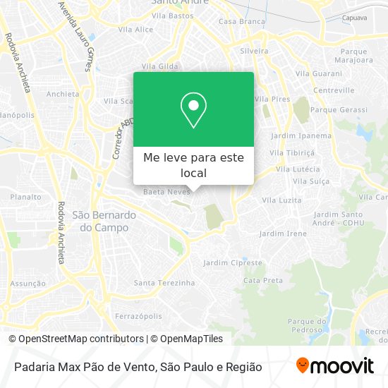 Padaria Max Pão de Vento mapa