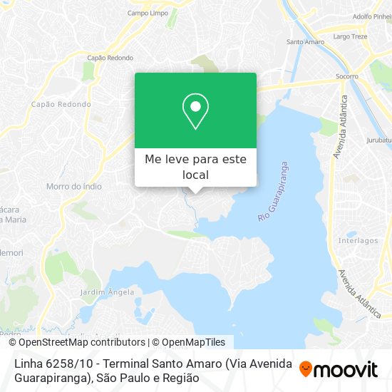 Linha 6258 / 10 - Terminal Santo Amaro (Via Avenida Guarapiranga) mapa