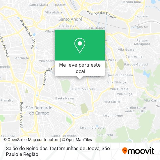 Salão do Reino das Testemunhas de Jeová mapa