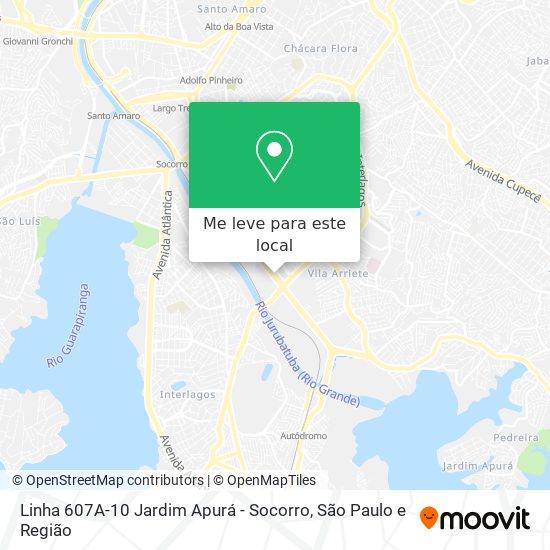 Linha 607A-10 Jardim Apurá - Socorro mapa