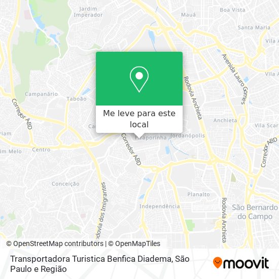 Transportadora Turistica Benfica Diadema mapa