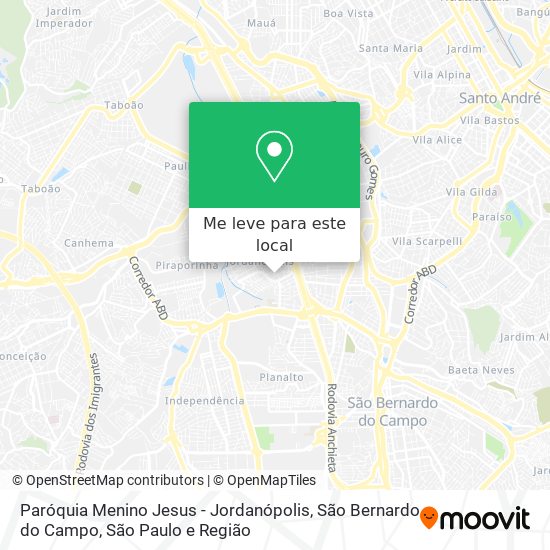Paróquia Menino Jesus - Jordanópolis, São Bernardo do Campo mapa