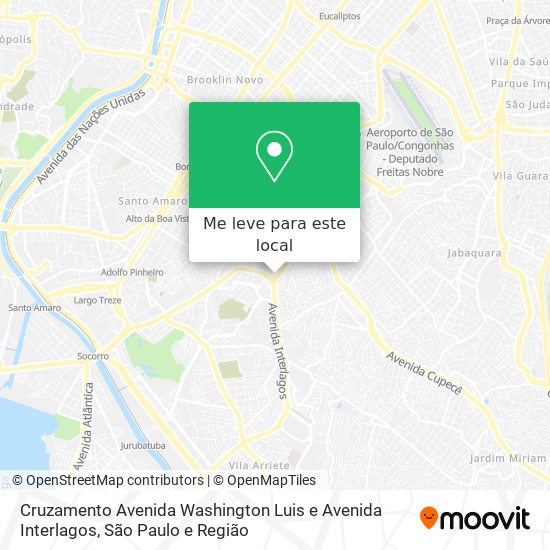 Cruzamento Avenida Washington Luis e Avenida Interlagos mapa