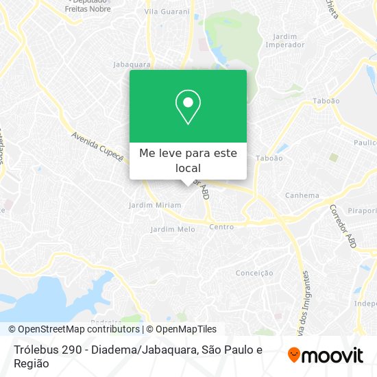 Trólebus 290 - Diadema / Jabaquara mapa