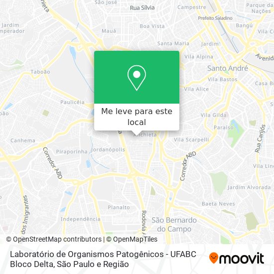 Laboratório de Organismos Patogênicos - UFABC Bloco Delta mapa