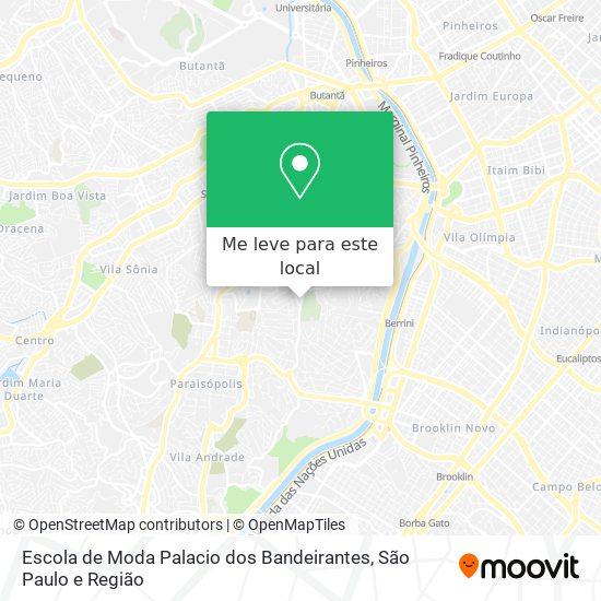 Escola de Moda Palacio dos Bandeirantes mapa