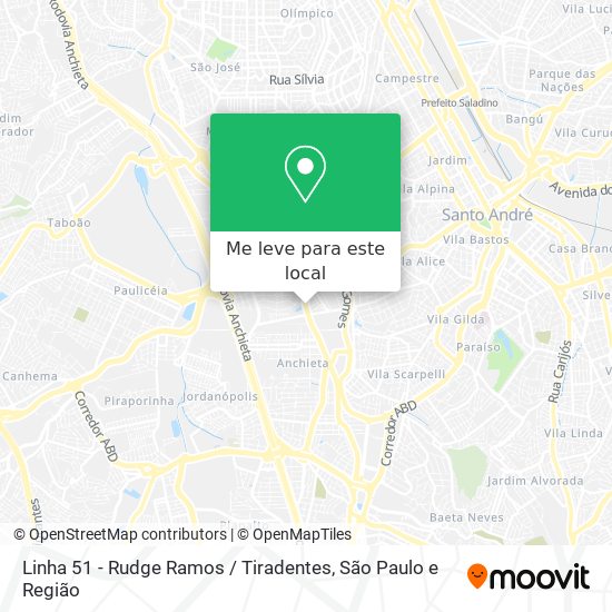 Linha 51 - Rudge Ramos / Tiradentes mapa