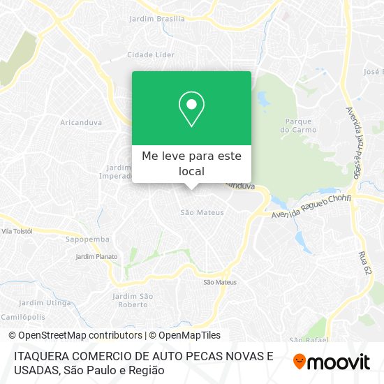 ITAQUERA COMERCIO DE AUTO PECAS NOVAS E USADAS mapa