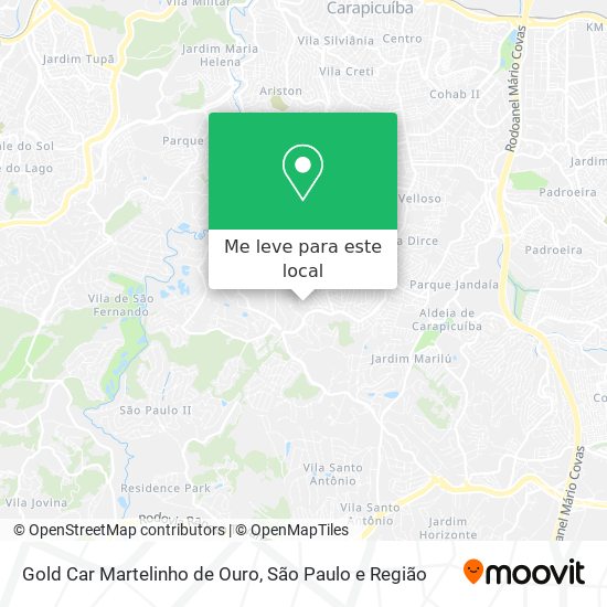 Gold Car Martelinho de Ouro mapa