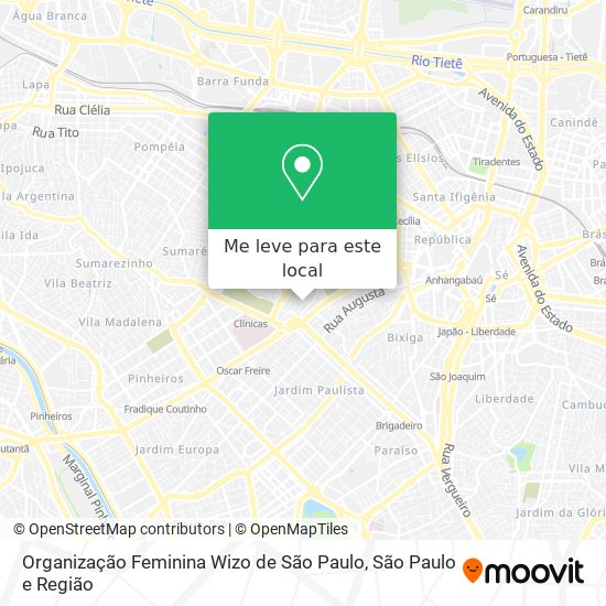 Organização Feminina Wizo de São Paulo mapa