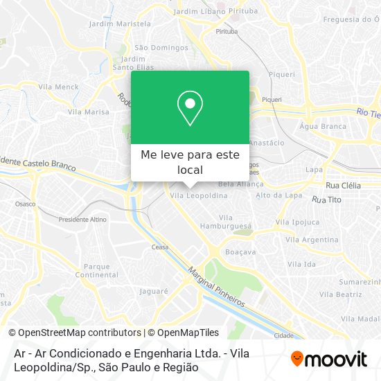 Ar - Ar Condicionado e Engenharia Ltda. - Vila Leopoldina / Sp. mapa