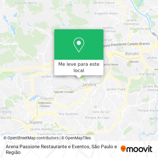 Como chegar até Arena Passione Restaurante e Eventos em Jandira de Ônibus  ou Trem?