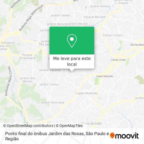 Ponto final do ônibus Jardim das Rosas mapa