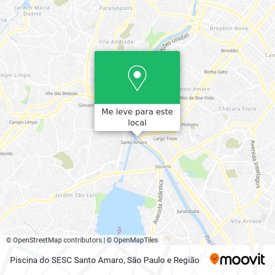 Piscina do SESC Santo Amaro mapa