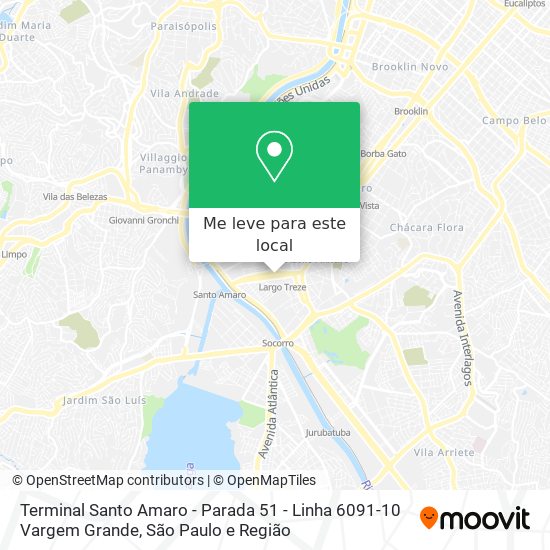 Terminal Santo Amaro - Parada 51 - Linha 6091-10 Vargem Grande mapa