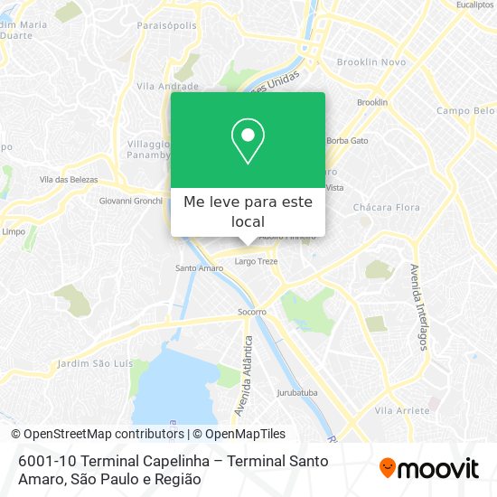 6001-10 Terminal Capelinha – Terminal Santo Amaro mapa