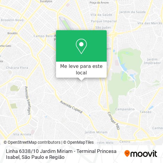 Linha 6338 / 10 Jardim Miriam - Terminal Princesa Isabel mapa