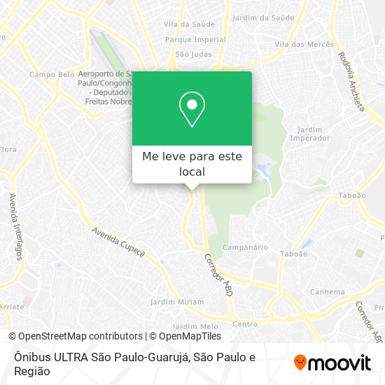 Ônibus ULTRA São Paulo-Guarujá mapa