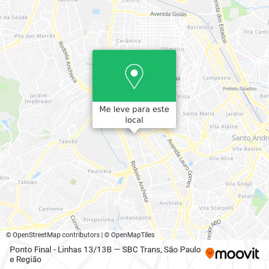 Ponto Final - Linhas 13 / 13B — SBC Trans mapa