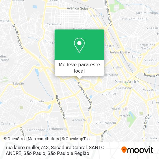 rua lauro muller,743, Sacadura Cabral, SANTO ANDRÉ, São Paulo mapa