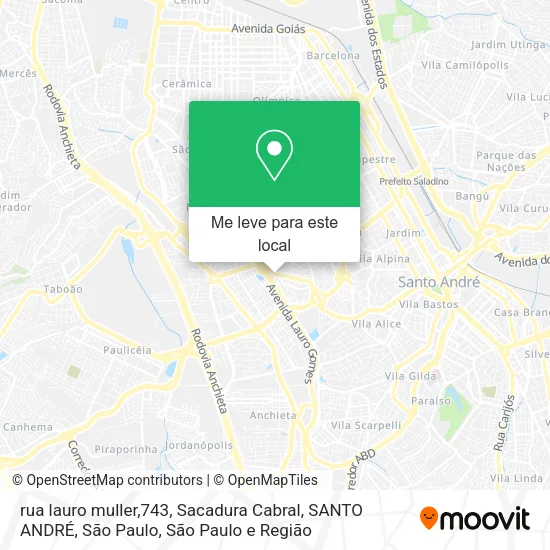 rua lauro muller,743, Sacadura Cabral, SANTO ANDRÉ, São Paulo mapa