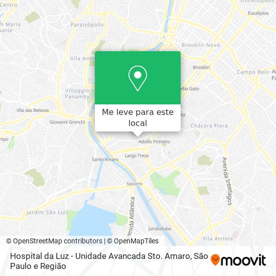 Hospital da Luz - Unidade Avancada Sto. Amaro mapa