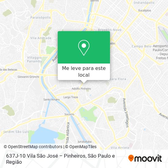 637J-10 Vila São José – Pinheiros mapa