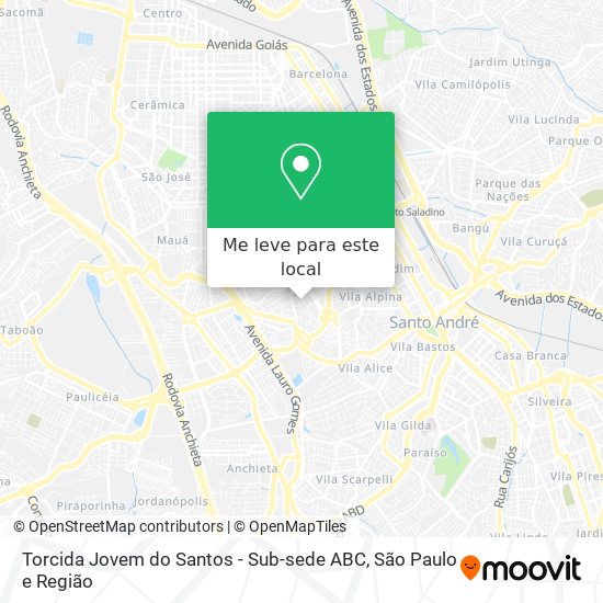 Torcida Jovem do Santos - Sub-sede ABC mapa