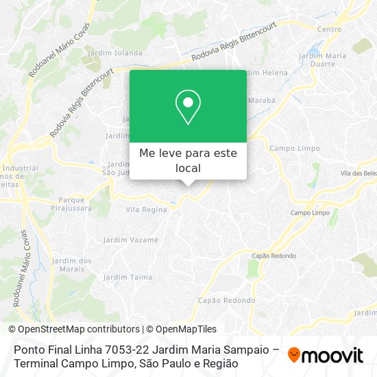 Ponto Final Linha 7053-22 Jardim Maria Sampaio – Terminal Campo Limpo mapa