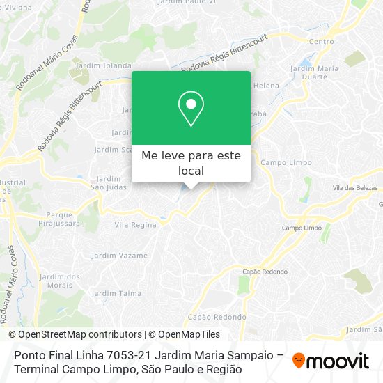 Ponto Final Linha 7053-21 Jardim Maria Sampaio – Terminal Campo Limpo mapa