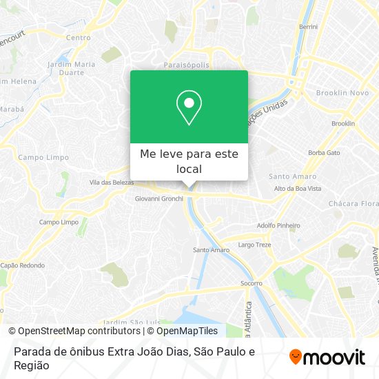 Parada de ônibus Extra João Dias mapa