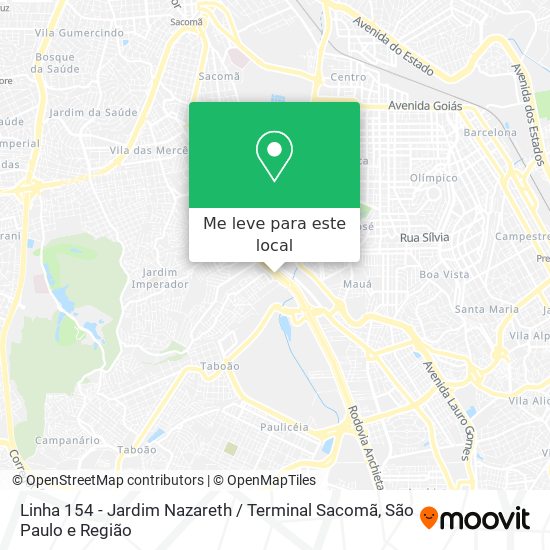 Linha 154 - Jardim Nazareth / Terminal Sacomã mapa