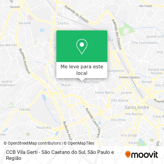 CCB Vila Gerti - São Caetano do Sul mapa