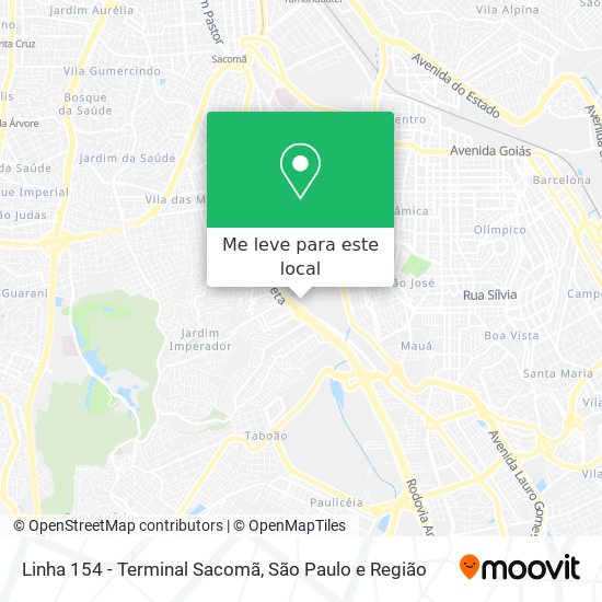 Linha 154 - Terminal Sacomã mapa
