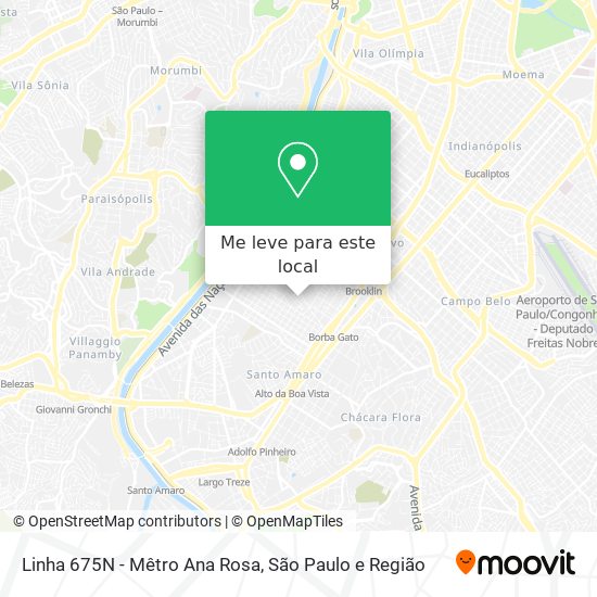 Linha 675N - Mêtro Ana Rosa mapa