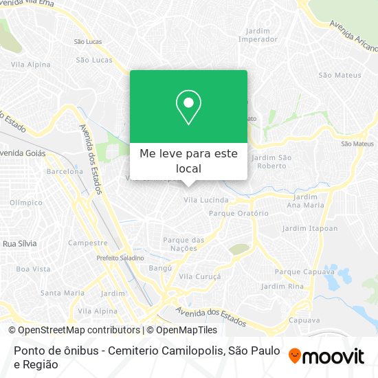 Ponto de ônibus - Cemiterio Camilopolis mapa