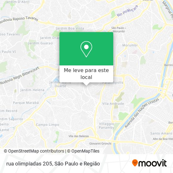 rua olimpíadas 205 mapa