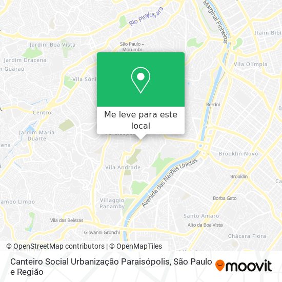 Canteiro Social Urbanização Paraisópolis mapa