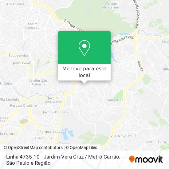 Linha 4735-10 - Jardim Vera Cruz / Metrô Carrão mapa
