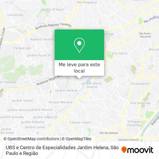 UBS e Centro de Especialidades Jardim Helena mapa