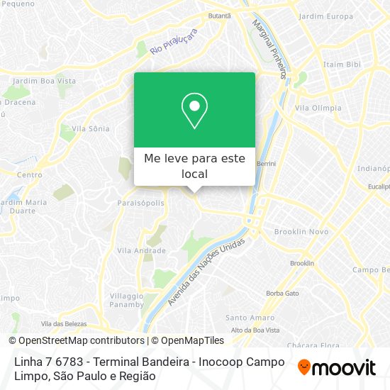 Linha 7 6783 - Terminal Bandeira - Inocoop Campo Limpo mapa