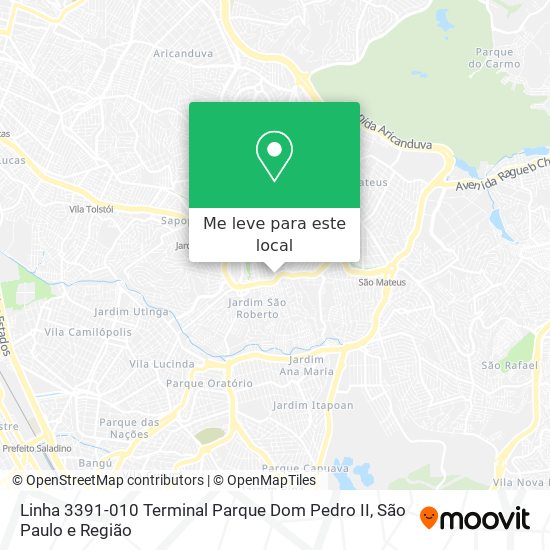 Linha 3391-010 Terminal Parque Dom Pedro II mapa