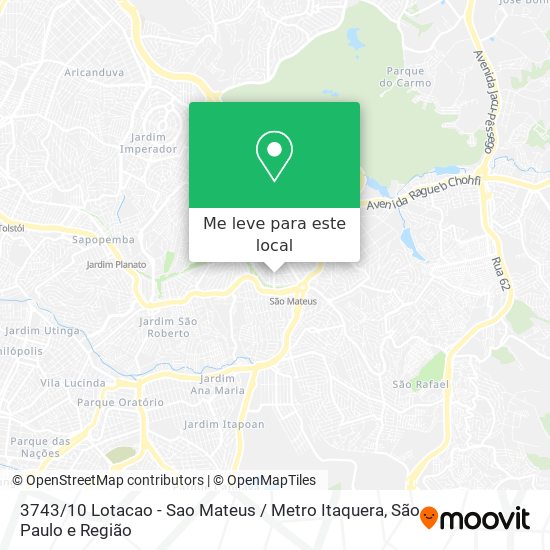 3743 / 10 Lotacao - Sao Mateus / Metro Itaquera mapa
