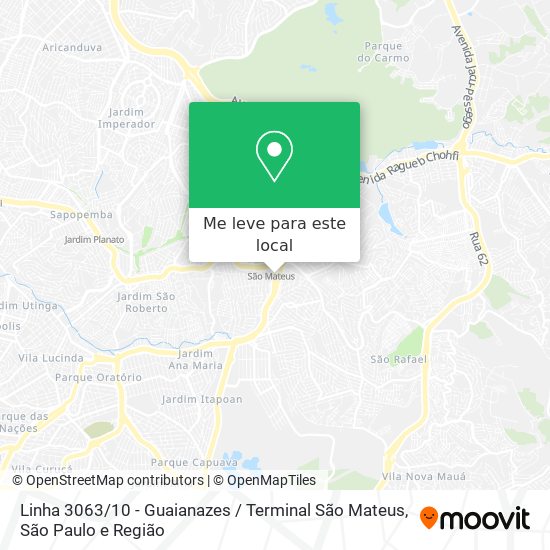 Linha 3063 / 10 - Guaianazes / Terminal São Mateus mapa