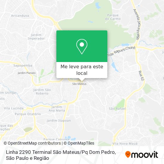 Linha 2290 Terminal São Mateus / Pq Dom Pedro mapa