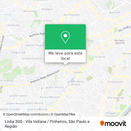 Linha 300 - Vila Indiana / Pinheiros mapa