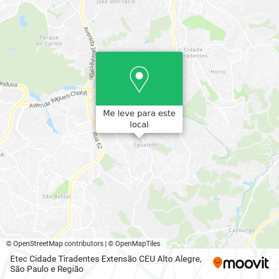 Etec Cidade Tiradentes Extensão CEU Alto Alegre mapa