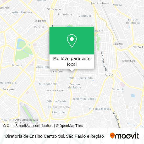 Diretoria de Ensino Centro Sul mapa