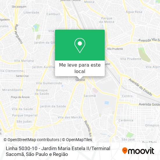 Linha 5030-10 - Jardim Maria Estela II / Terminal Sacomã mapa