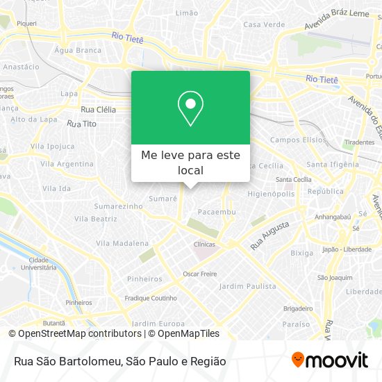 Rua São Bartolomeu mapa